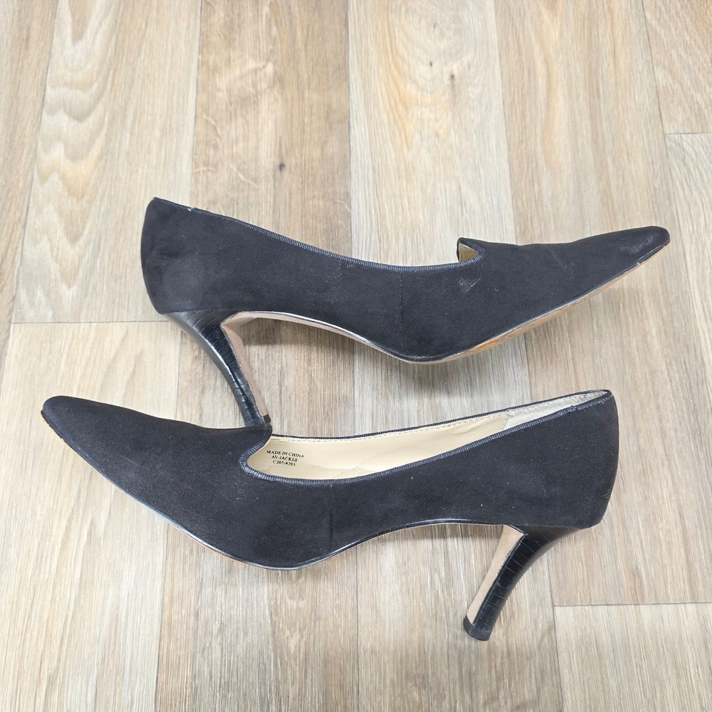 Adrienne Vittadini Black Suede Pointed Toe‎ Pumps Heels Classic Career Shoes 8M - Picture 9 of 10